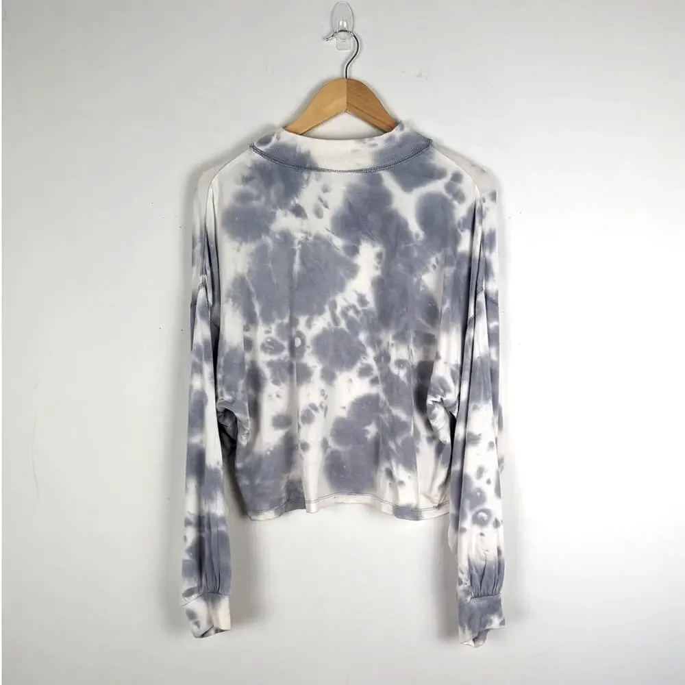 Wild Fable Gray and White Tie Dyed Mock Neck Cropped Sweatshirt Size Large NWT - Picture 7 of 9